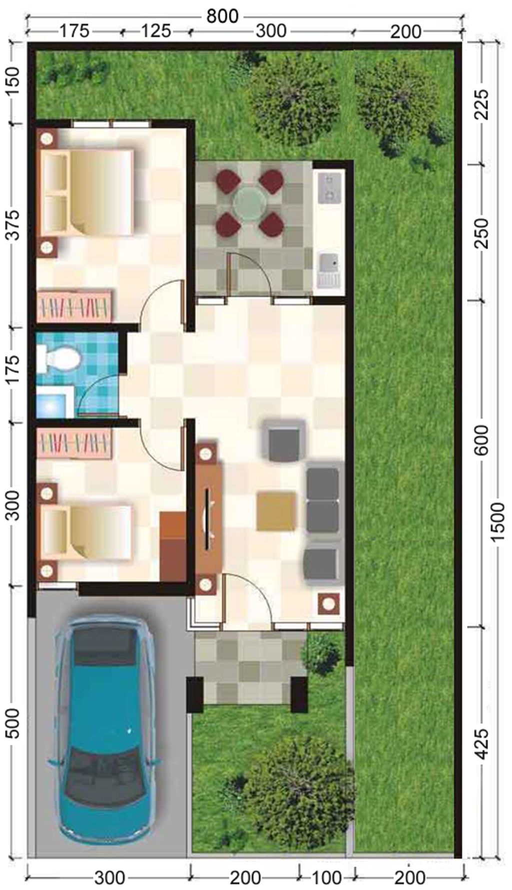 foto denah rumah tipe Jade 54 - M01 hook perumahan Polim Regency