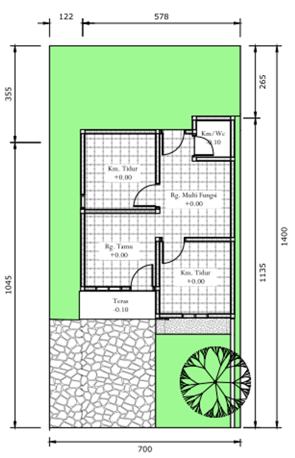 foto denah rumah tipe 36/160 perumahan THE PALUPI SQUARE