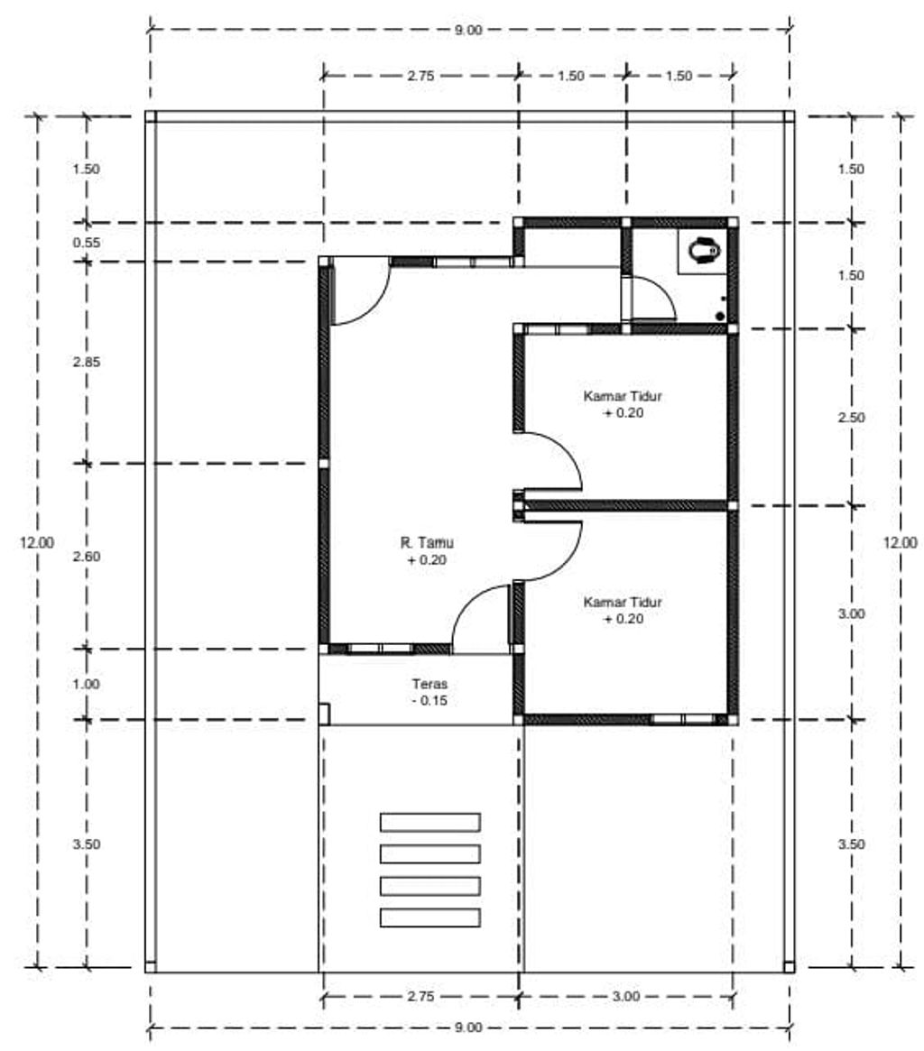 foto denah rumah tipe SR 36/102 m2 perumahan SANJAYA RESIDENCE