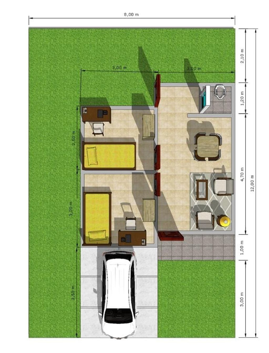 foto denah rumah tipe ACA 36/96 perumahan Arumi Cemara Asri (Tahap 2)
