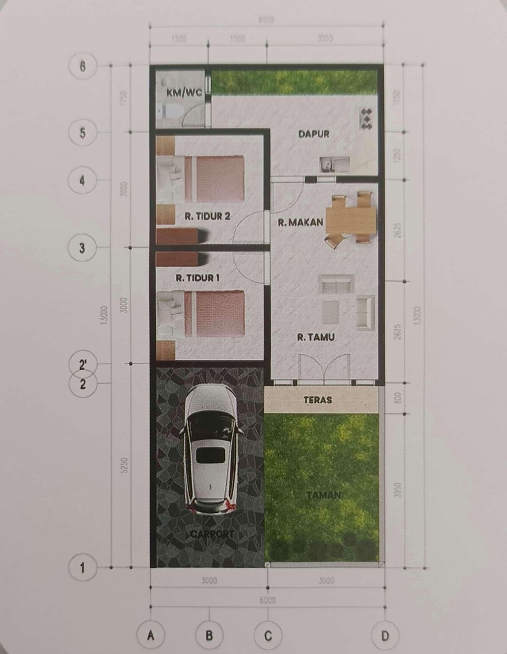 foto denah rumah tipe 36/78 perumahan PERMATA INDAH 2