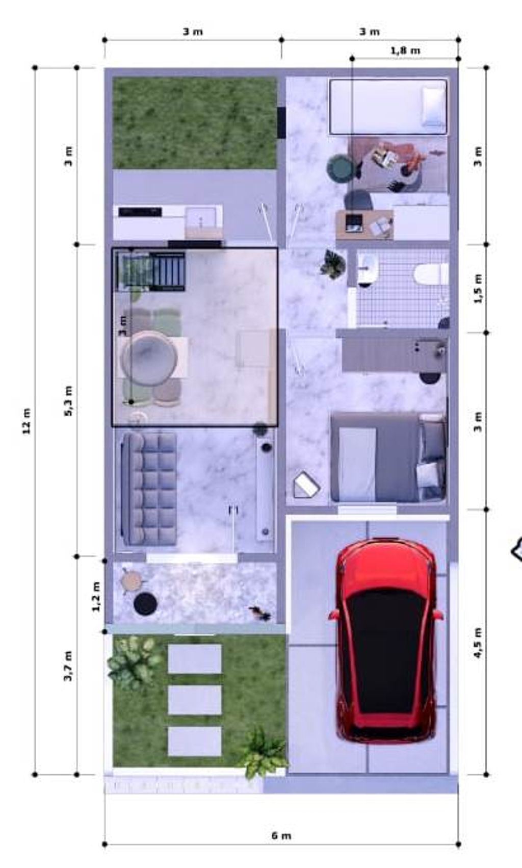 foto denah rumah tipe 42/72 perumahan ASBRI REGENCY CIMURAH