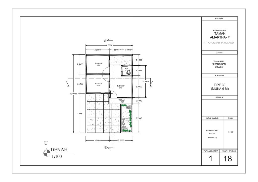 foto denah rumah tipe 30 perumahan TAMAN AMARTHA 4