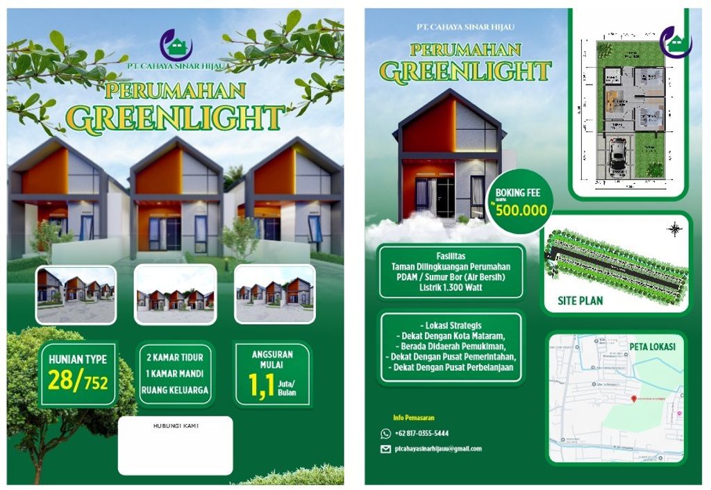 foto tampak rumah tipe 28/75 perumahan GREENLIGHT