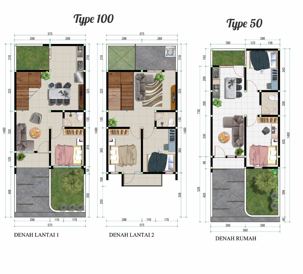 foto denah rumah tipe 100 perumahan TAMAN ANGGREK KARANGLO