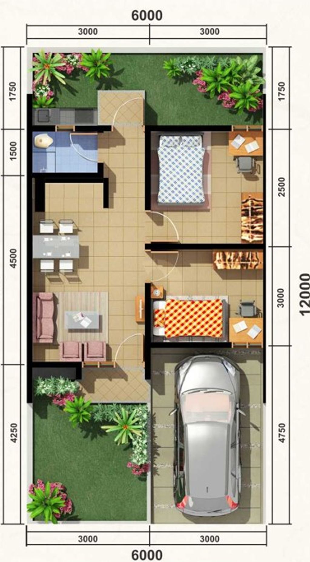 foto denah rumah tipe Magnolia perumahan Bumi Indah Cluster Udayana