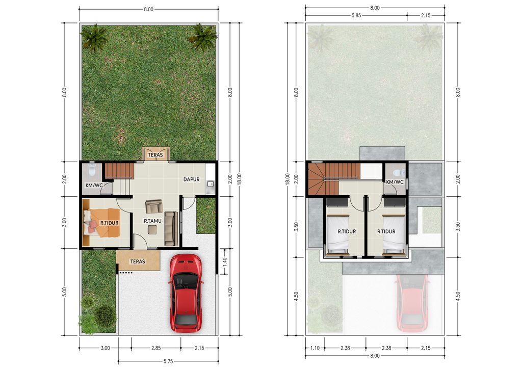 foto denah rumah tipe DAHLIA perumahan Mandiri Residence
