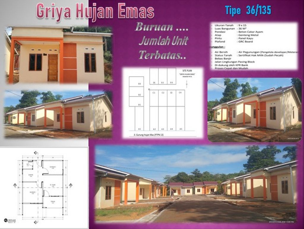foto tampak rumah tipe 36 perumahan Griya Hujan Emas