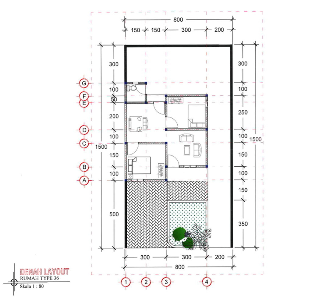 foto denah rumah tipe 36 perumahan BERLIANLAND MARAWOLA