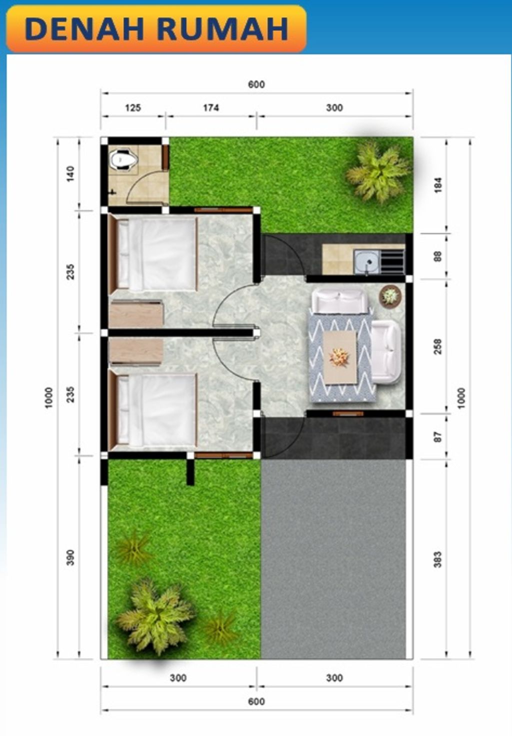 foto denah rumah tipe RUMAH SUBSIDI SCANDINAVIAN 2025 perumahan GRIYA SEDAYA 3 MRANGGEN