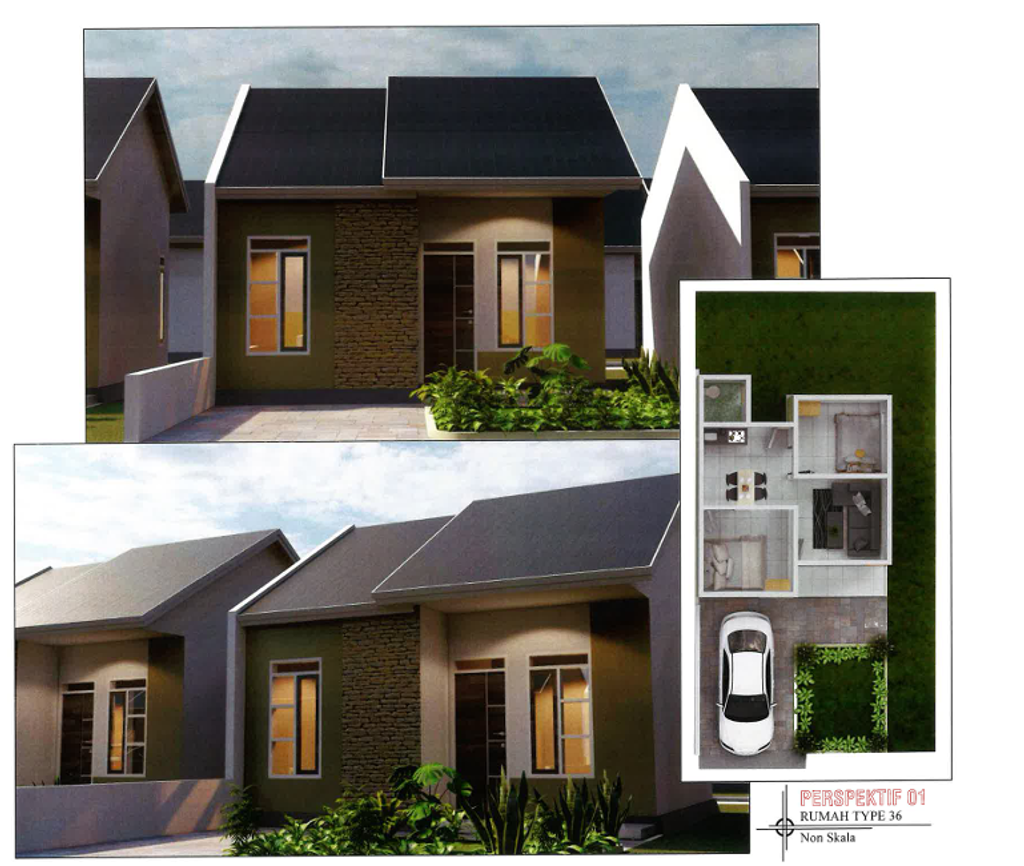foto tampak rumah tipe 36 perumahan BERLIANLAND MARAWOLA