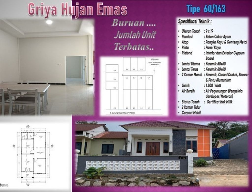 foto tampak rumah tipe 60 perumahan Griya Hujan Emas