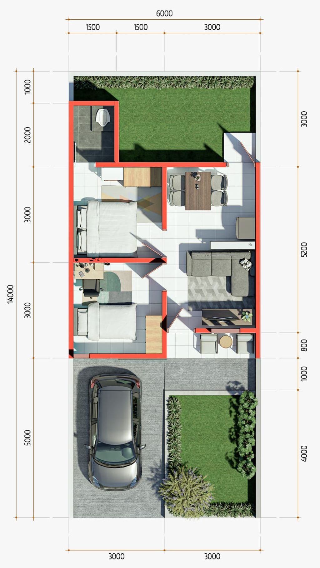 foto denah rumah tipe 36/84 perumahan CLARA RESIDENCE FOUR