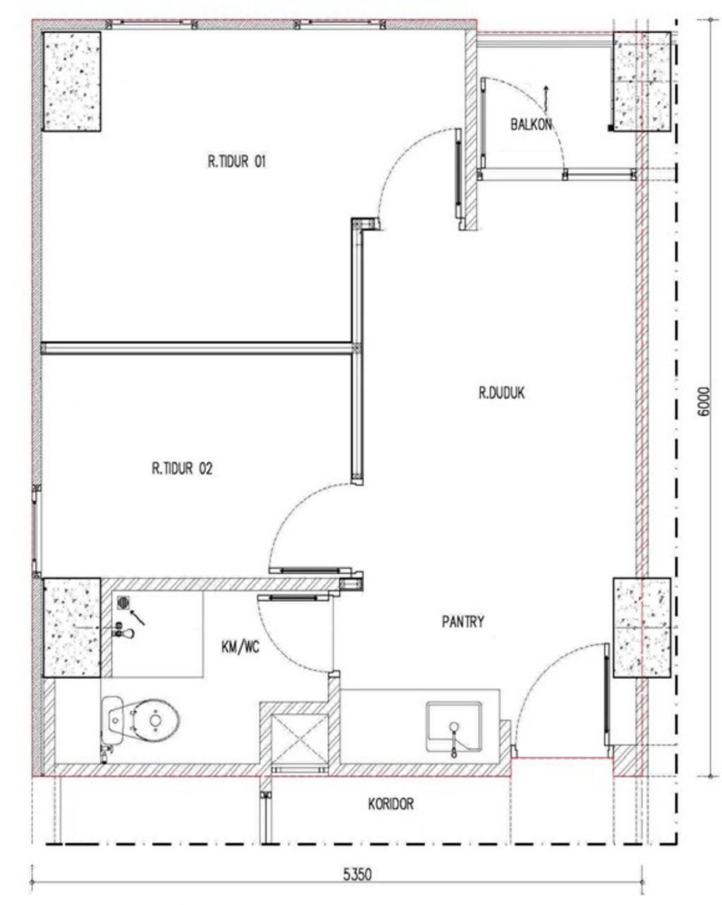 foto denah rumah tipe 2 BR D perumahan APARTEMEN EMERALD BINTARO