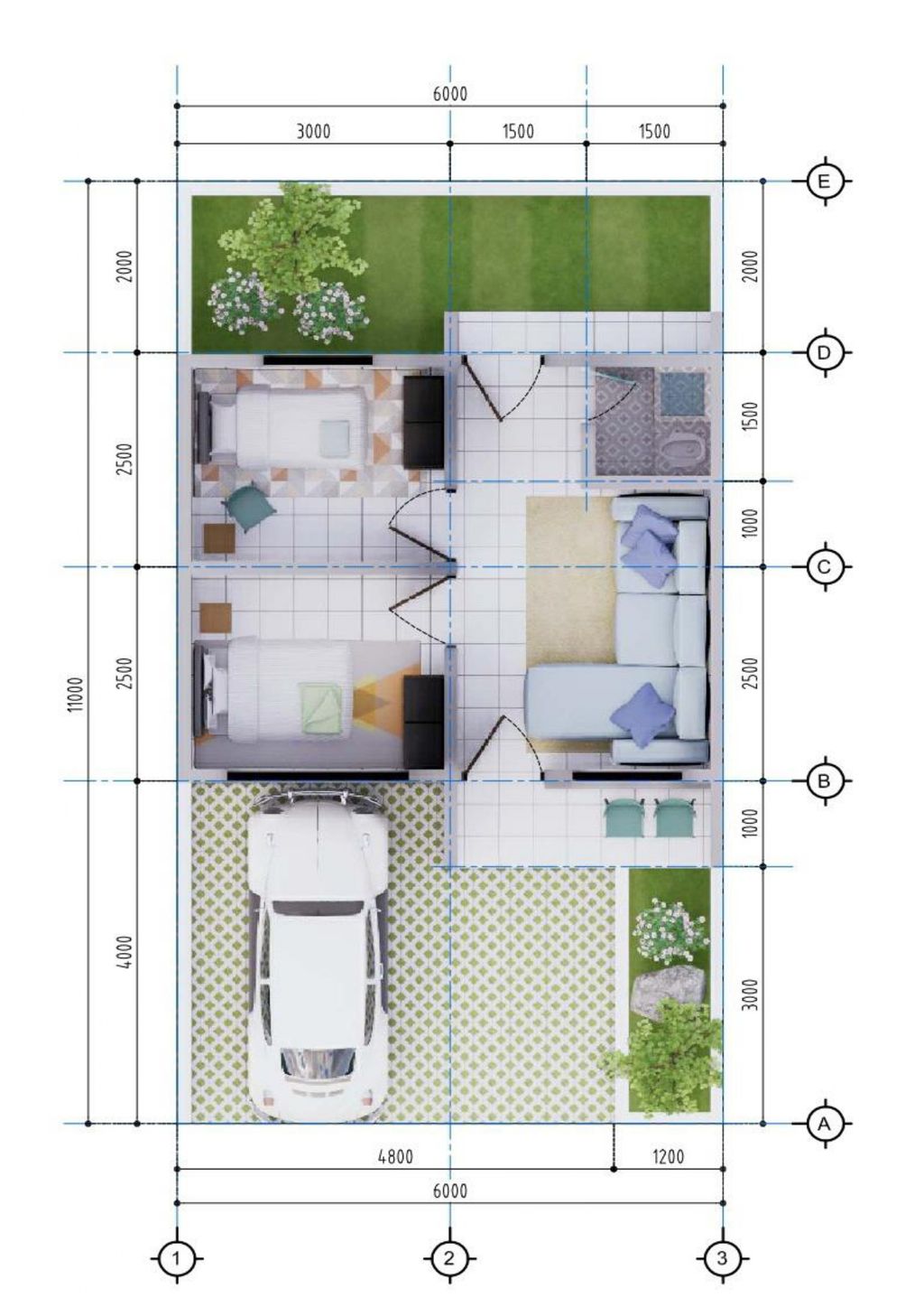 foto denah rumah tipe 30/70 perumahan PARIGI RAYA
