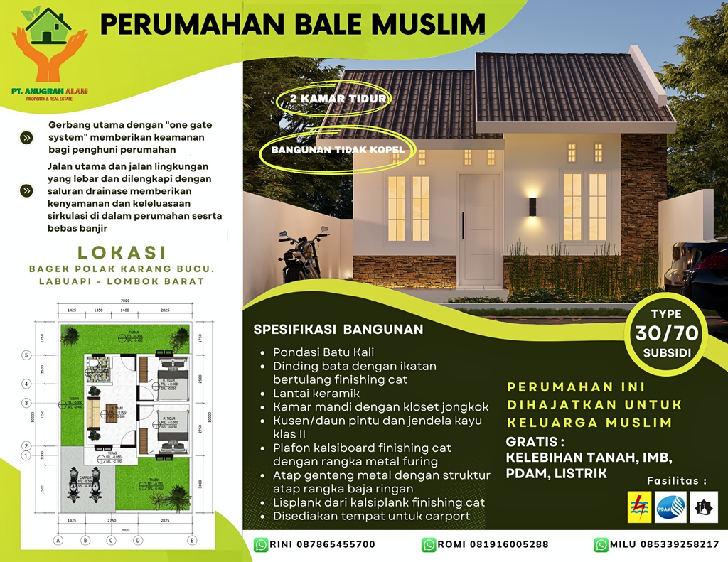 foto denah rumah tipe Subsisi 28/70 perumahan PERUMAHAN BALE MUSLIM