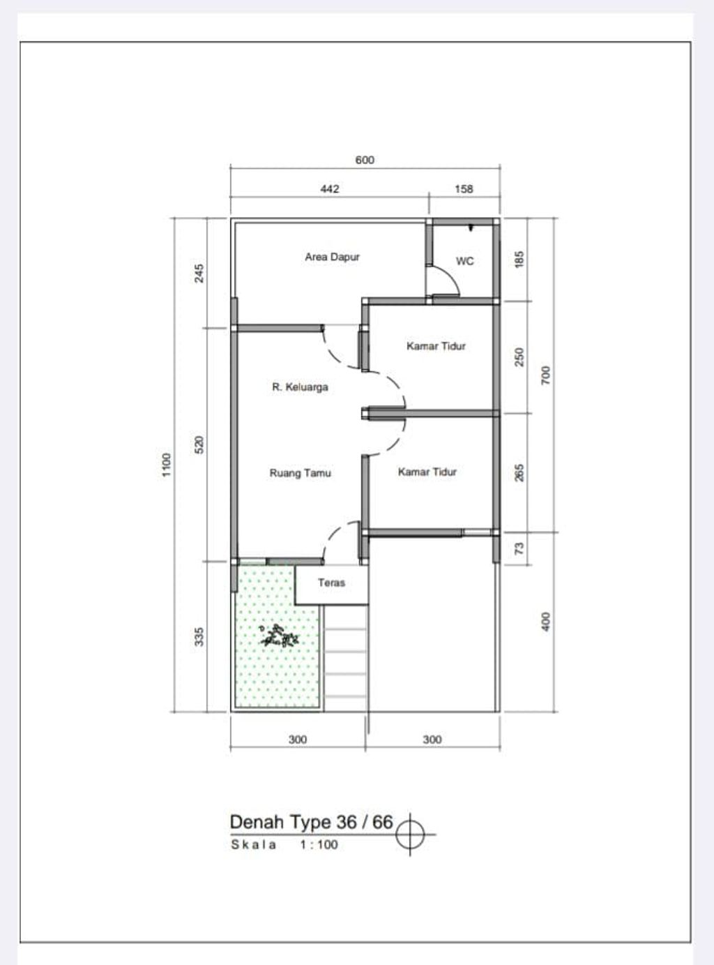 foto denah rumah tipe 36/66 perumahan green pakar residence