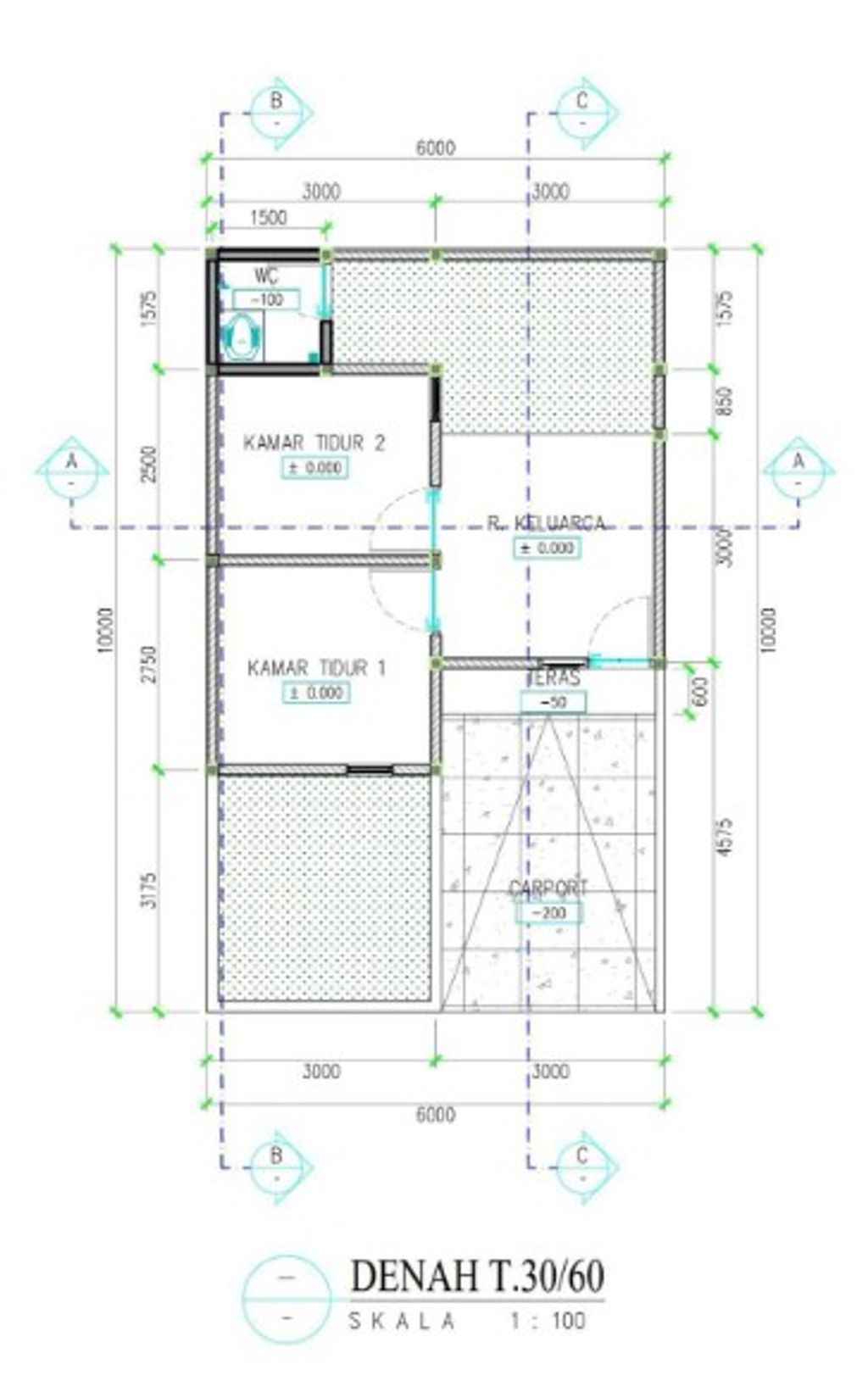 foto denah rumah tipe 30/81 perumahan GRAND NUANSA KANDEMAN