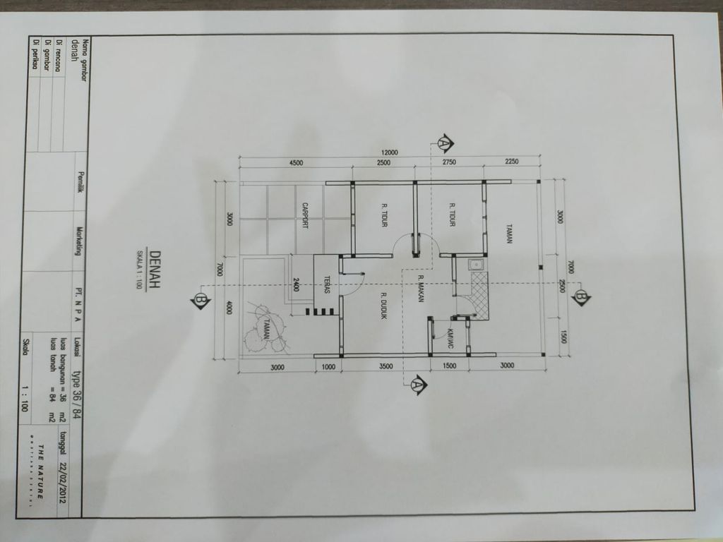 foto denah rumah tipe AD-3 perumahan Mutiara Sentul