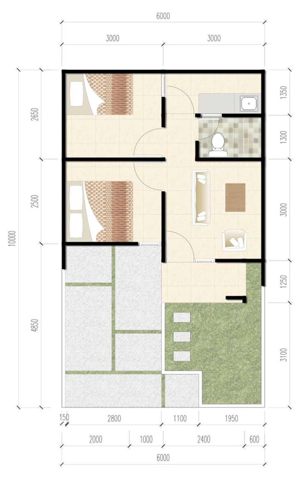 foto denah rumah tipe Komersil88 perumahan Palm Parung Residence