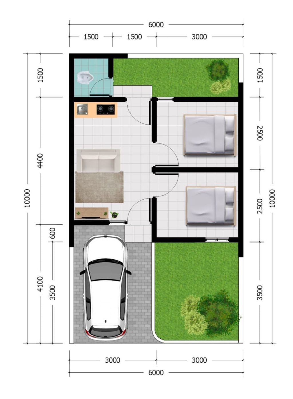 foto denah rumah tipe TLR perumahan THE LEAF PLATINUM 2