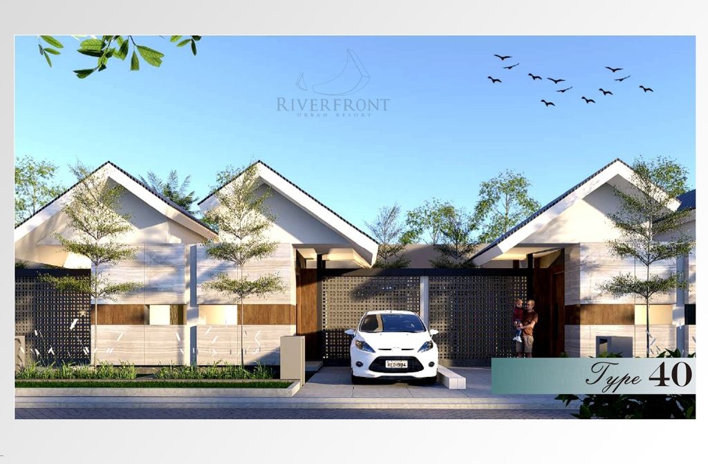 foto tampak rumah tipe Hazel A perumahan RIVERFRONT URBAN RESORT TAHAP II