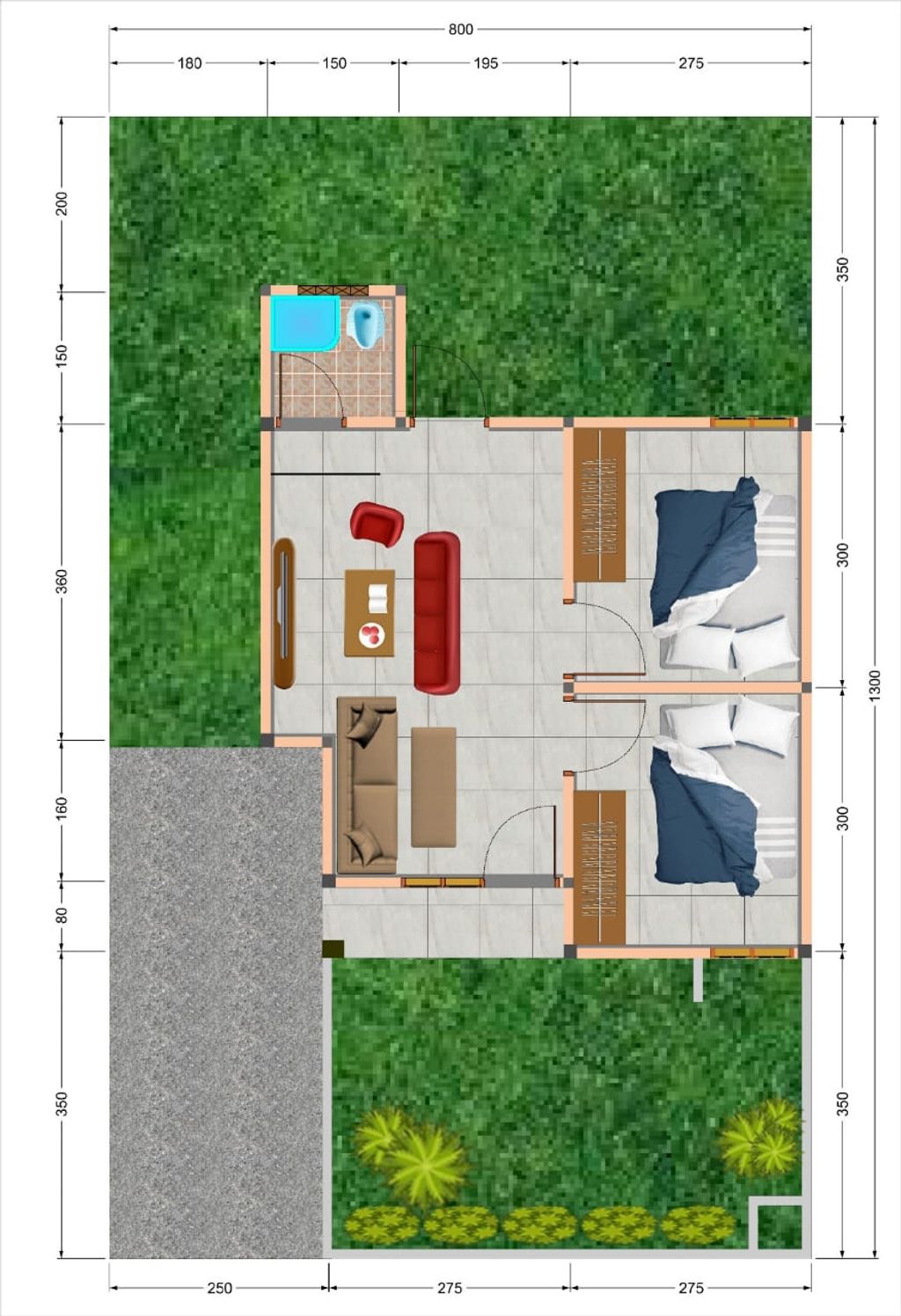 foto denah rumah tipe Rumah Tapak 36/104 perumahan Cempaka Sisingamangaraja Residence