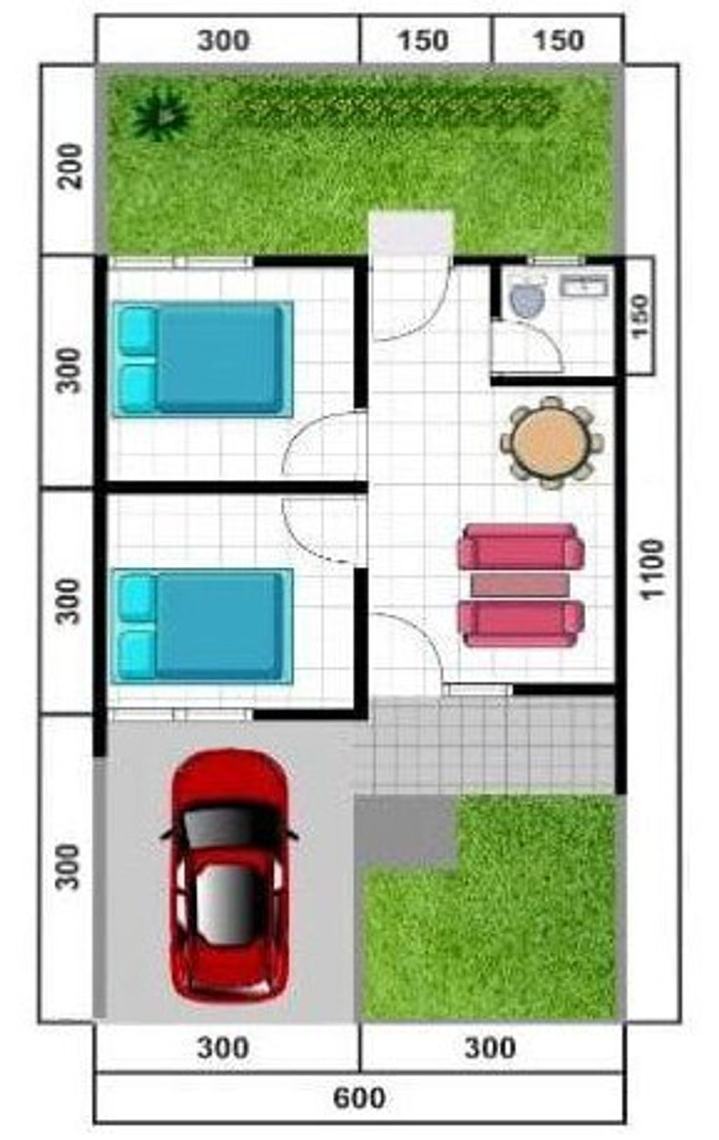 foto denah rumah tipe 36/66 perumahan PALM ASRI PASALAKAN 2
