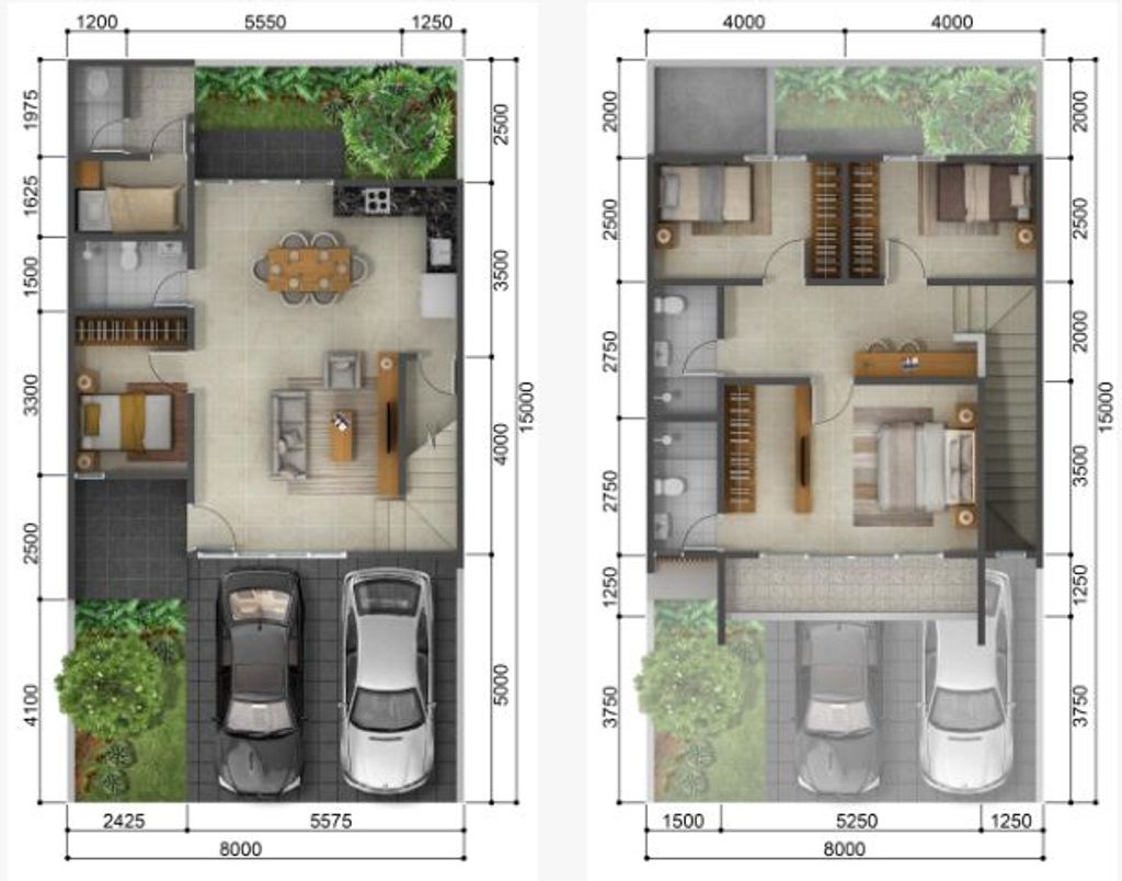 foto denah rumah tipe CEDARWOOD perumahan CLUSTER DAMMARA GRAHA RAYA