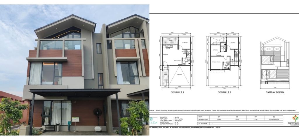 foto tampak rumah tipe BADAN 7 perumahan Cluster Briza