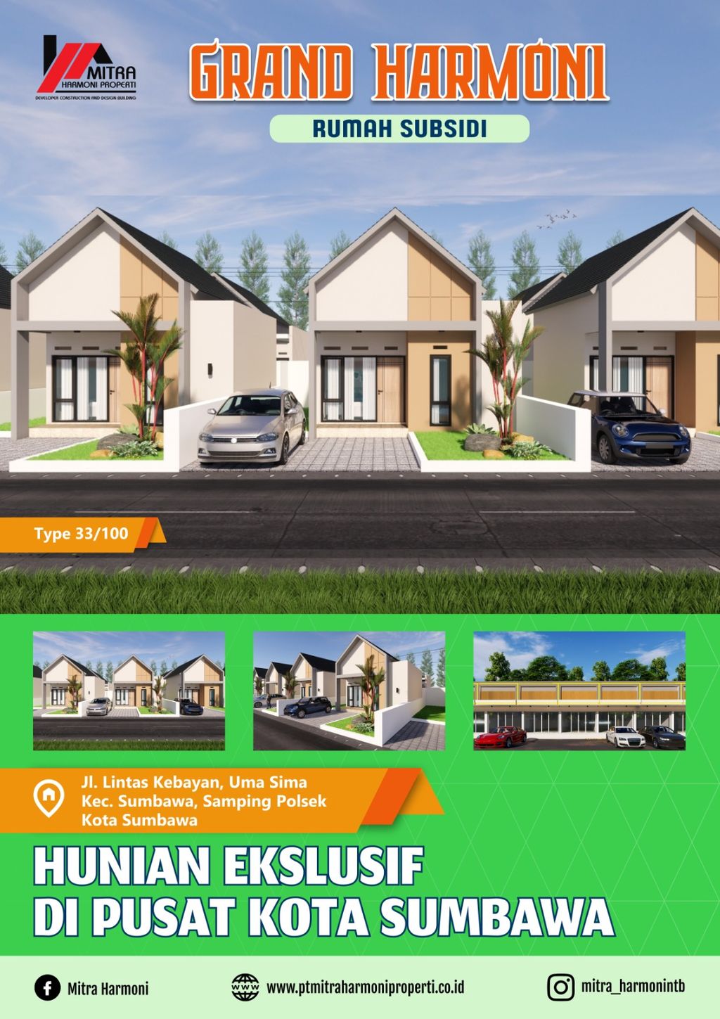 foto tampak rumah tipe 33/100 HEBEL perumahan GRAND HARMONI