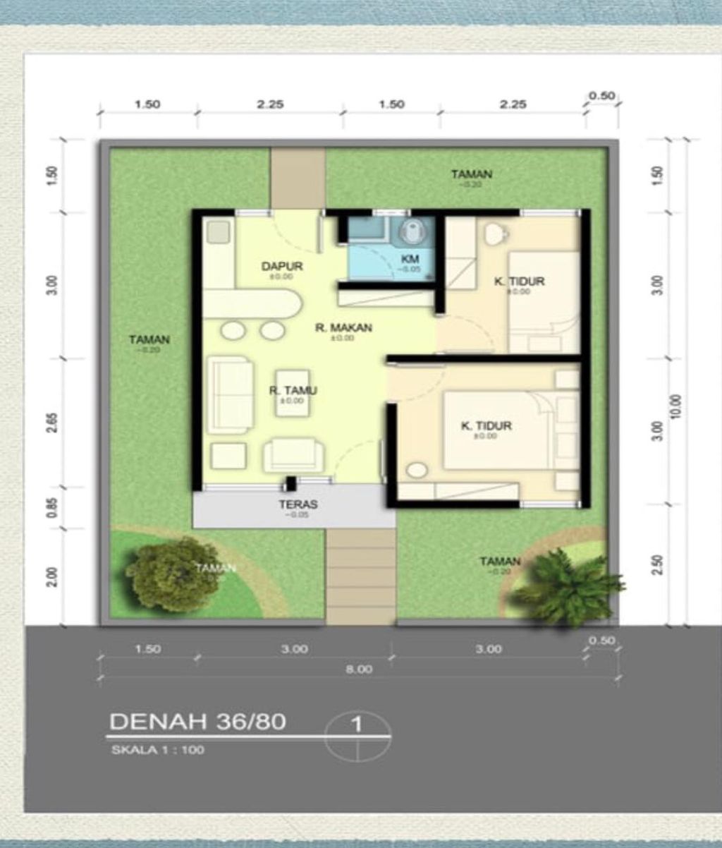 foto denah rumah tipe 36/104 perumahan Grand Hill Tabgha Residence