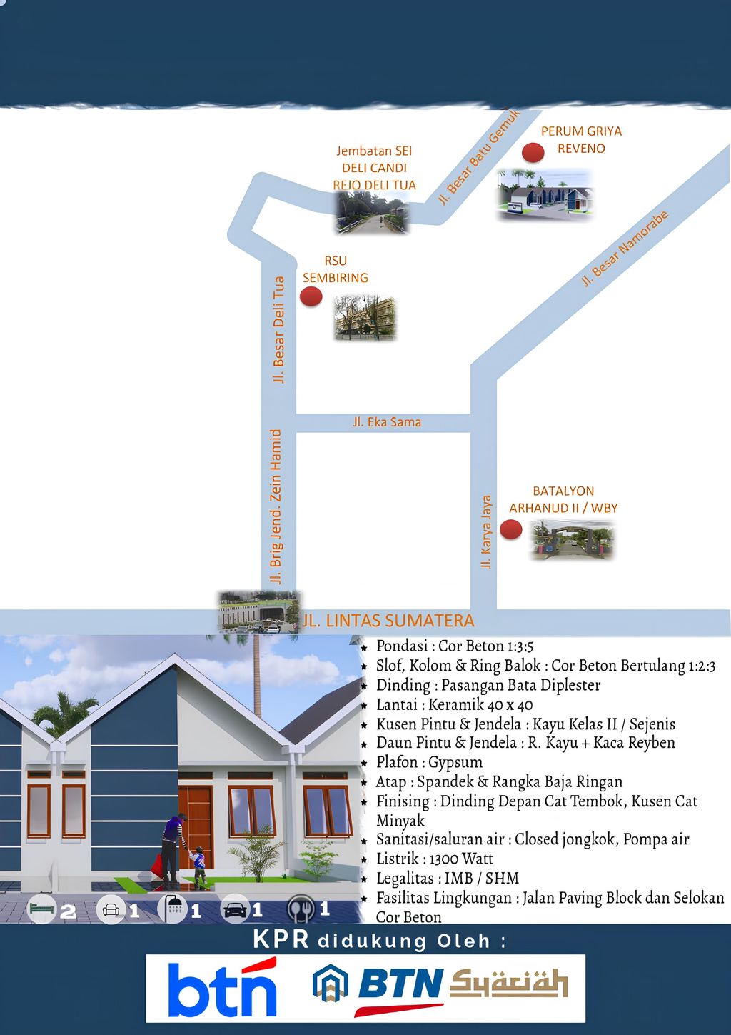 foto denah rumah tipe 36/84 perumahan Griya Reveno