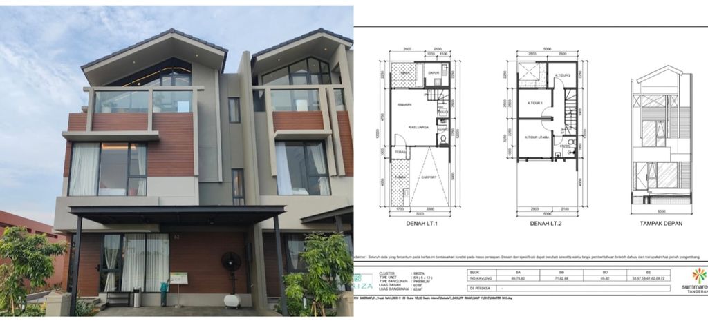 foto tampak rumah tipe BADAN 5 perumahan Cluster Briza