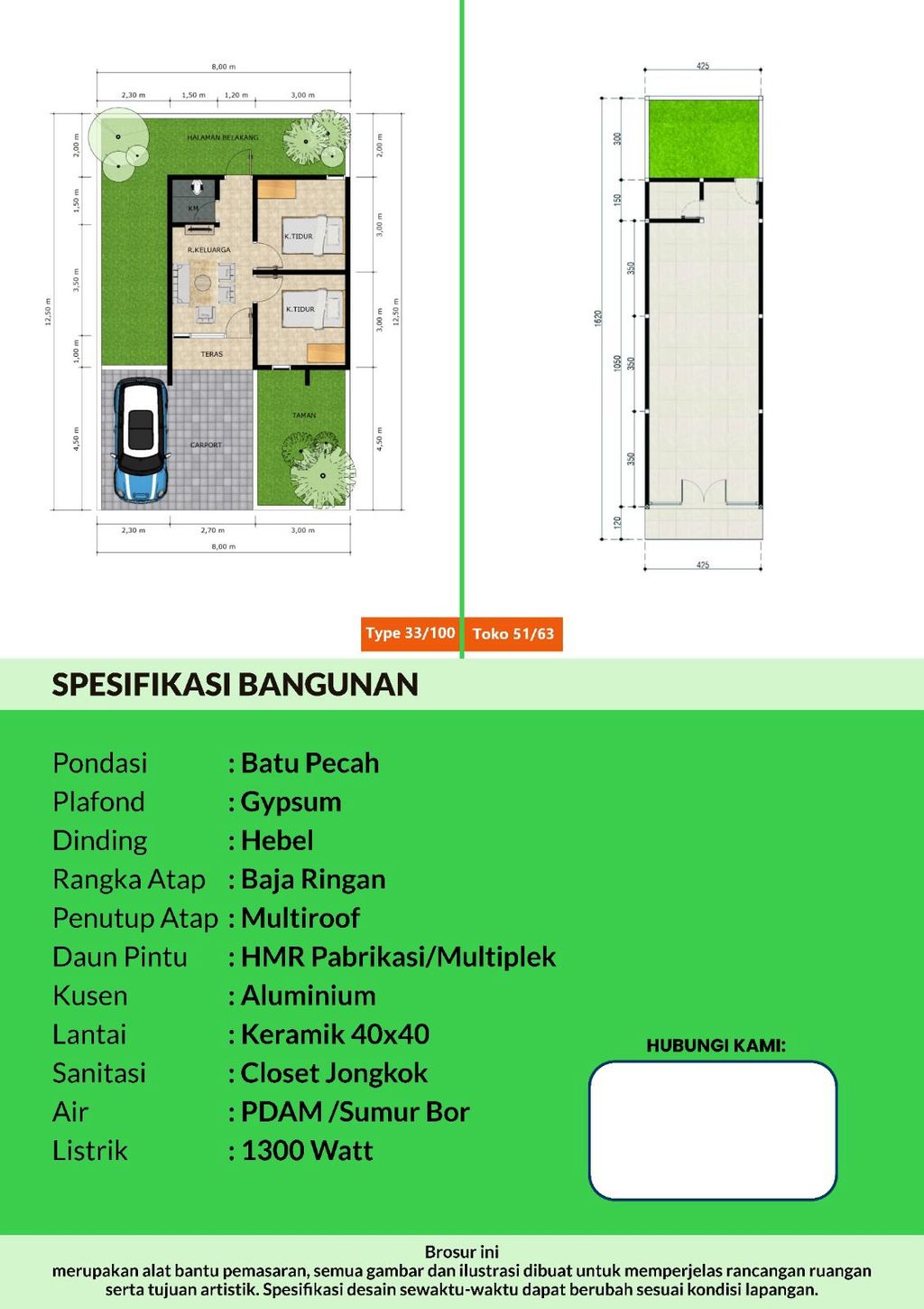 foto denah rumah tipe 33/100 HEBEL perumahan GRAND HARMONI