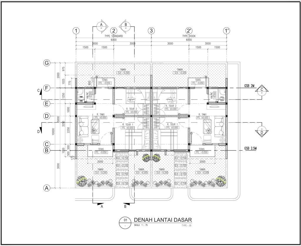 foto denah rumah tipe 30 perumahan GESYA ETERNAL MARINA 2