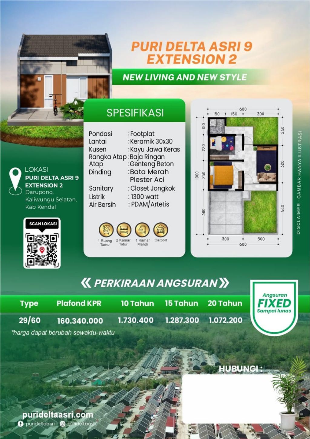 foto denah rumah tipe 29/60 perumahan PURI DELTA ASRI 9 EXTENSION 2