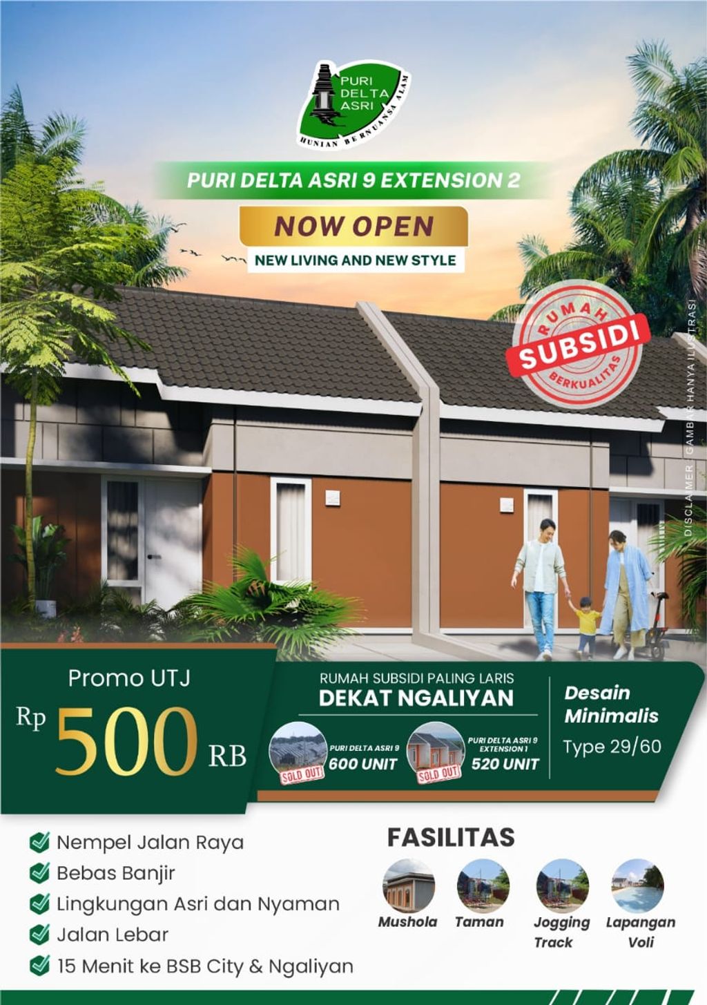 foto tampak rumah tipe 29/60 perumahan PURI DELTA ASRI 9 EXTENSION 2