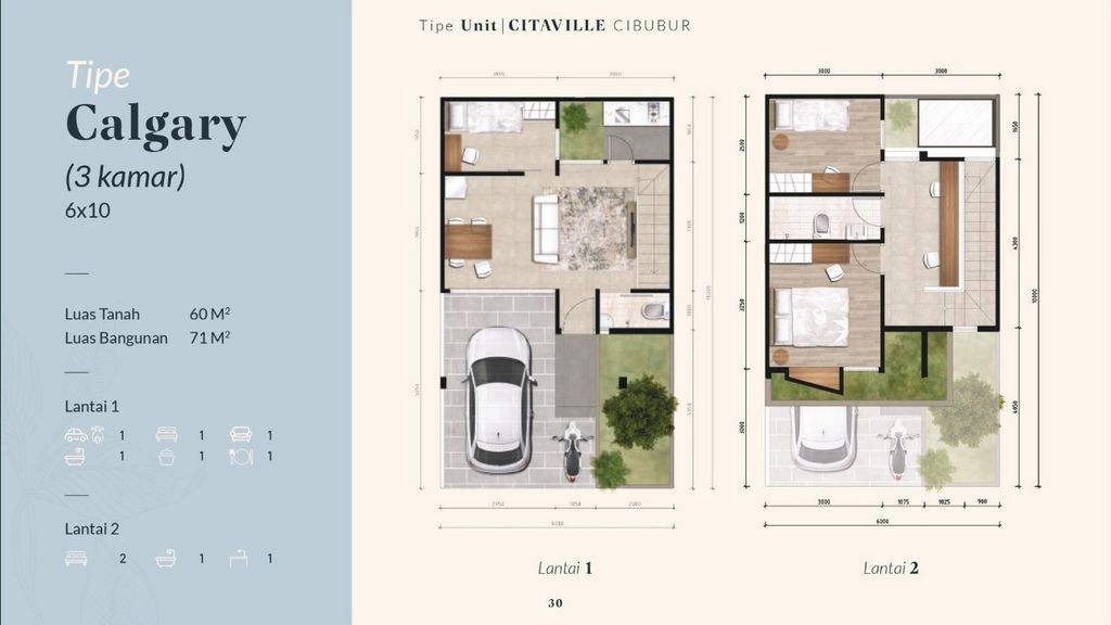 foto denah rumah tipe Calgary perumahan CITAVILLE CIBUBUR