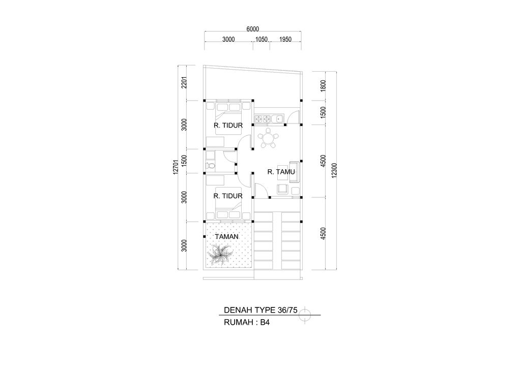 foto denah rumah tipe 36/75 perumahan Parama Hill