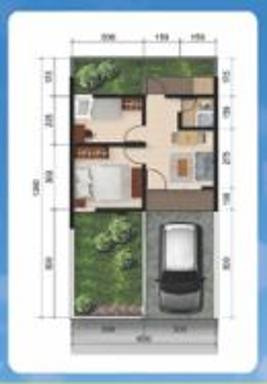 foto denah rumah tipe MAHONI 30-72 TAHUN 2025 perumahan SUKAMULYA PARK RESIDENCE