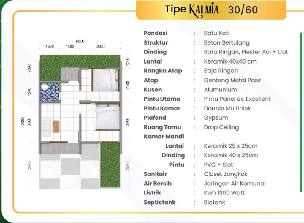 foto denah rumah tipe KALMIA perumahan BATARA PARKVIEW 2