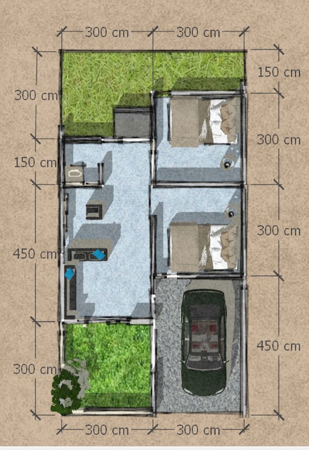 foto denah rumah tipe 36/108 perumahan MadeiRa Residence