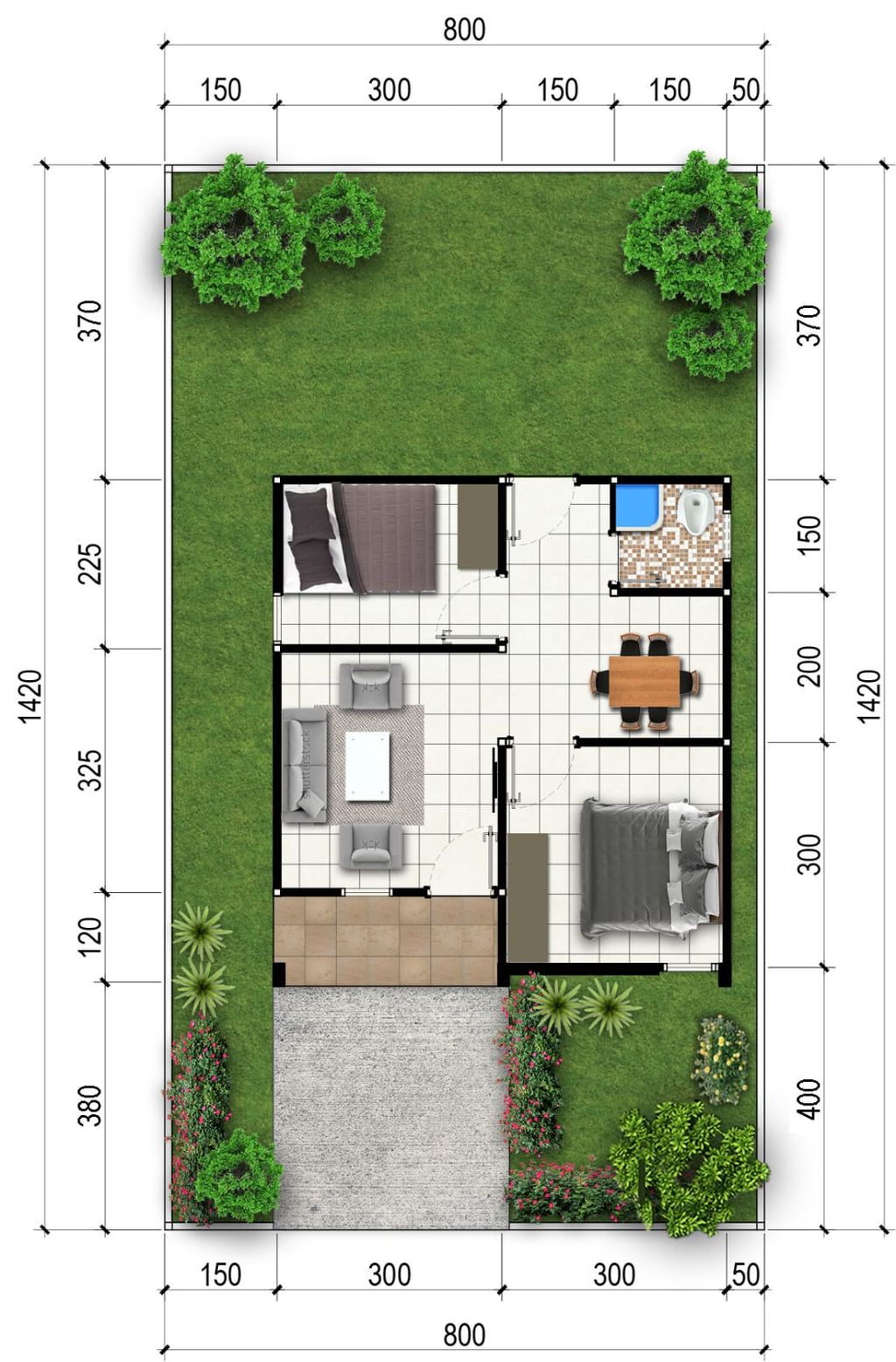 foto denah rumah tipe 36 perumahan BARUNIA RESIDENCE 6 TAHAP 3