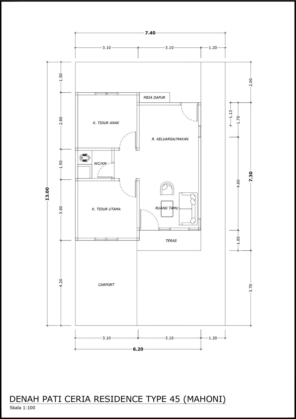 foto denah rumah tipe PATI JUANG RESIDENCE perumahan PATI JUANG RESIDENCE