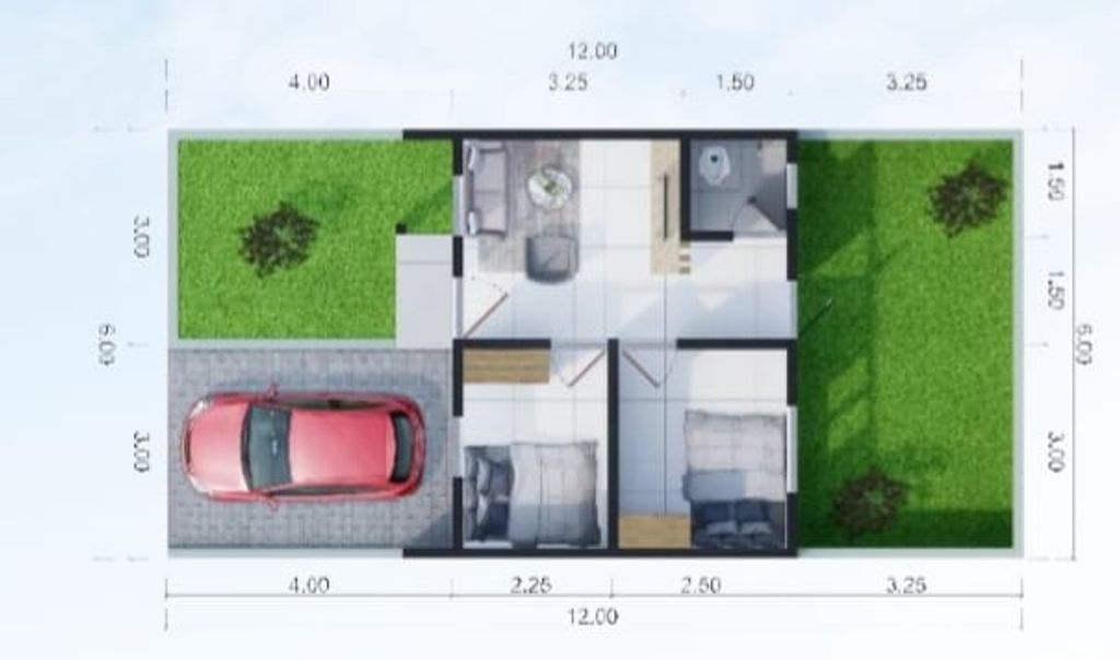 foto denah rumah tipe 30/72 perumahan Kota Impian Situ Gede