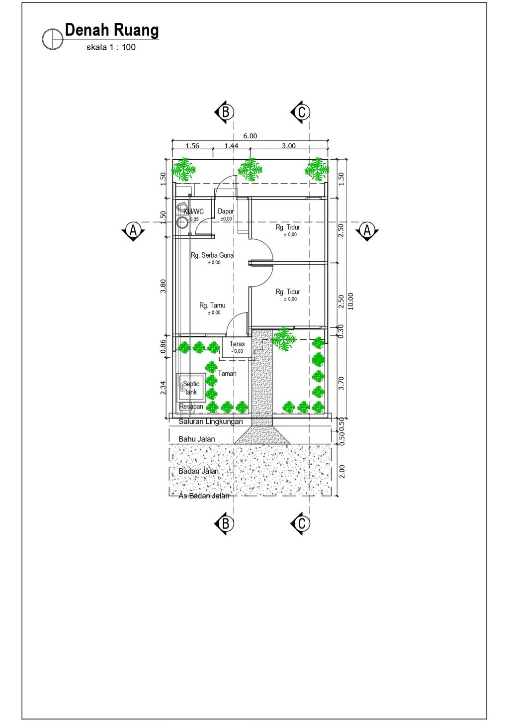 foto denah rumah tipe 30/60 perumahan VILA HASNA GETASAN