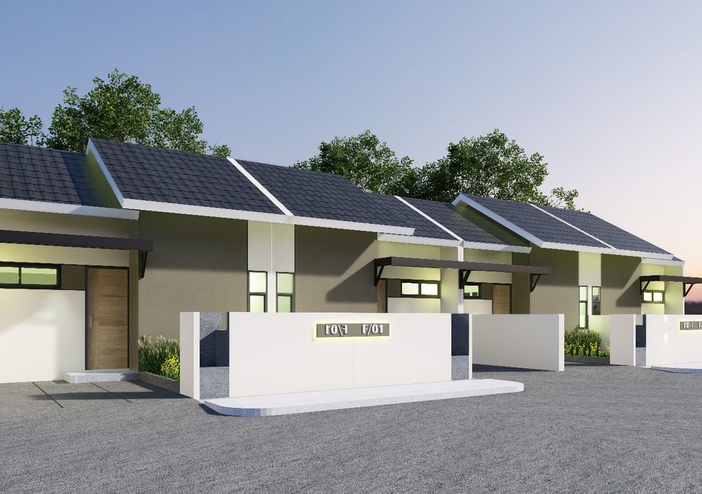 foto tampak rumah tipe Coral perumahan Sunrise River Muktijaya
