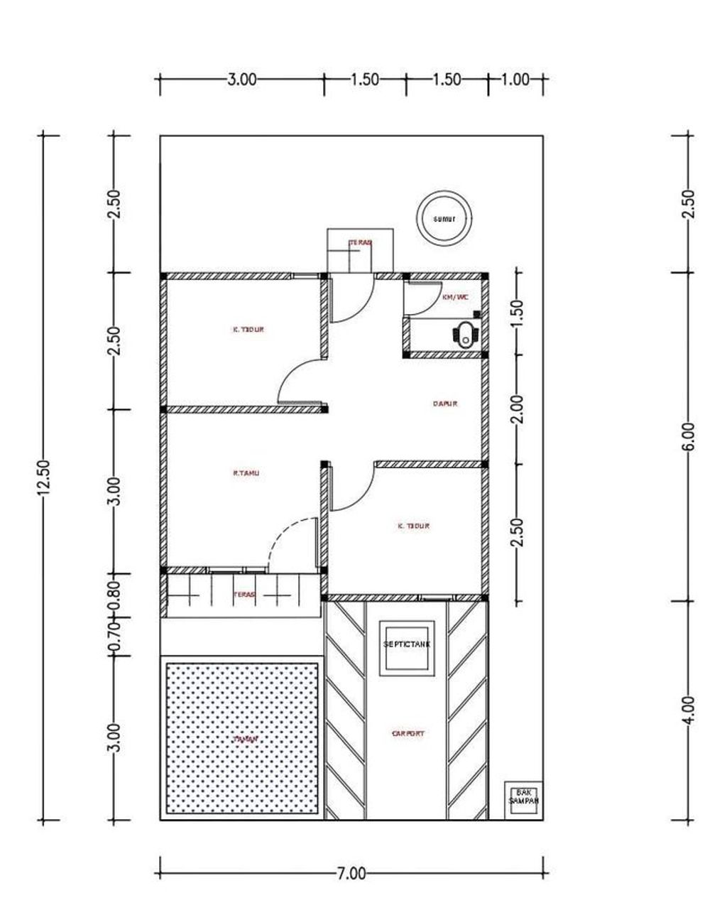 foto denah rumah tipe 36 BALI (29 UNIT) perumahan GRAND KENCANA UTAMA CLUSTER BALI II