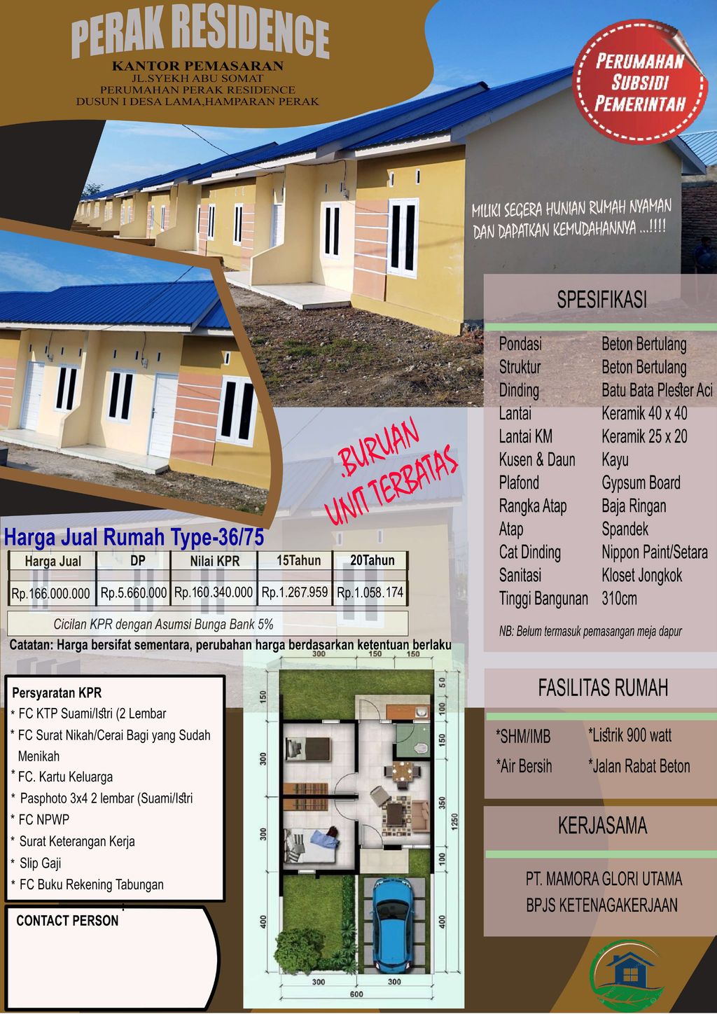 foto tampak rumah tipe 36 perumahan PERAK RESIDENCE IV